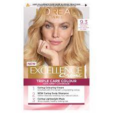 Loreal Paris Excellence Creme 9 3 Natural Light Golden Blonde Hair Dye Golden Blonde Hair Dye Light Golden Blonde Hair Gold Blonde Hair