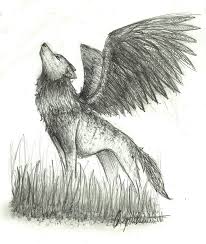 Wings Pencil Drawing Simple Pictures Of Winged Animals Wolves And Cats Sketch Winged Wolf Photo Wings Pencil Dog Drawing Simple Dog Drawing Animal Drawings