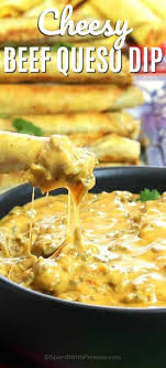 Cheesy Beef Queso Dip Is An Easy Party Favorite With Zesty Ground Beef Salsa And Loads Of Gooey Cheese Spendwithpennie Beef Appetizers Ground Beef Queso Dip