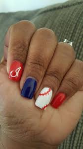Add a red heart on the midlle finger, a top coat and youre done ;) clear the corners with remover and thats it. Cleveland Indians Nails Red White Blue Nails With Images Indian Nails Deluxe Nails