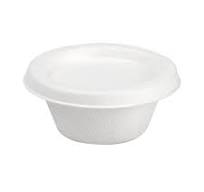 Mini Bowls with Lids "Bionic" White Bagasse