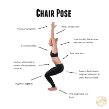 Chair Pose Squats Stand With Your Feet Hip Width Distance Apart Reach Your Arms Above Your Head Bend Your Kne Chair Pose Yoga Yoga Poses Advanced Chair Yoga