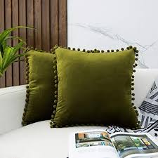 Get it as soon as tomorrow, apr 29. Juspurbet Velvet Pillow Covers With Cute Pom Poms Pack Of 2 Decorative Throw Pillow Cases For Couch Sofa Bed 18x18 Inches Olive Green Buy Online At Best Price In Ksa Souq Is Now