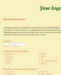 If you have questions about professional landscaping and gardening services in london areas *this is not an exhaustive list, these are all examples you can use to jog your creative juices. Lawn Care Landscaping New Client Questionnaire Form Template Jotform