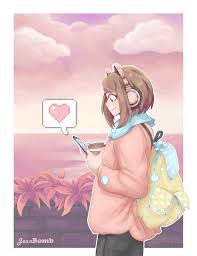 Touch device users, explore by touch or with swipe gestures. Mathias Holmes Portfolio Coffee Walk Ochako Uraraka Fanart Gif