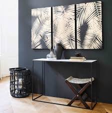 Black And White Marble Console Table Triptyque Grave Motifs Feuilles L 150cm Palmista Black Metal Console Table Metal Console Table Metal Console