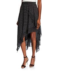 refined pindot print tiered skirt in black