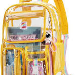 Clear Backpack Heavy Duty,Transparent Backpacks for School,Girls bookbag  Stadium Approved,With Keychain(Yellow)