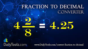 Memorize the equivalent decimals and fractions. Convert Fraction To Decimal Mixed And Improper Fraction Calculator