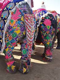 Jaipur Elephant Festival Por Detras Elephant India Elephant Painting Painted Indian Elephant