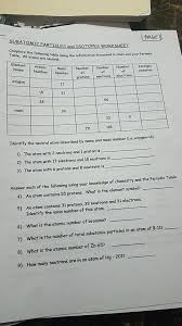 Solved Page C Particles And Isotopes Worksheet Table All