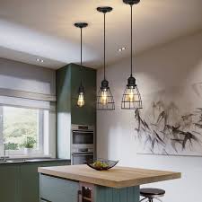 Lnc a02534 rustic pendant lighting for kitchen island retro vintage hanging ceiling fixture with industrial metal cage…. Corded Plug In Hanging Lights Wayfair