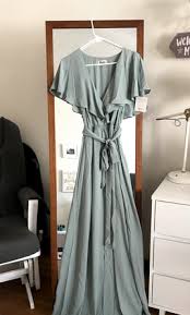 Show Me Your Mumu Audrey Maxi Dress Silver Sage Crisp Medium