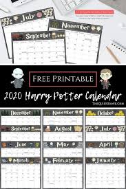 Free Printable 2020 Harry Potter Calendar In 2020 Harry Potter Calendar Calendar Monthly Planner Monthly Calendar Printable