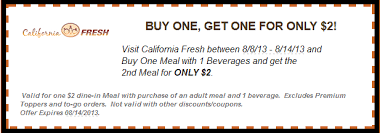 California Fresh Printable Coupon Printable Coupons Get One Coupons