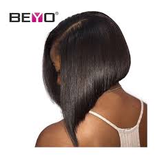 Beyo Glueless Short Bob Wigs Brazilian Straight Hair Deep