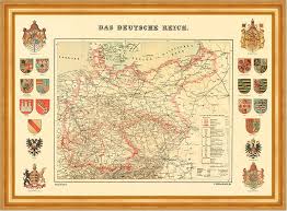 1933 karte deutschland österreich tschechoslowakei bayern berlin ruthenia bohème. Das Deutsche Reich Karte Von 1872 20 Wappen 16 A3 Gerahmt Ebay