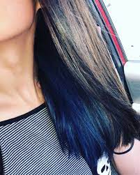 Dark Brown Low Lights With Dark Blue Underneath Bluehair Underneath Brunette Lowlight Haircolor Hair Color Underneath Blue Hair Underneath Royal Blue Hair