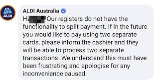 Aldi digital gift card balance uk. Aldi Australia Checkout Rule That Doesn T Allow Split Payments Between Two Cards At Checkout Daily Mail Online