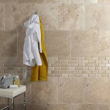 Travertin Sol Et Mur Beige Effet Pierre Travertin L 40 6 X L 40 6 Cm Travertin Salle De Bain Travertin Carrelage Travertin