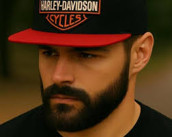 Beautiful Harley-davidson Motorcycle Biker Captain Hat All Black 60s  Vintage Winged Logo 7 1/4