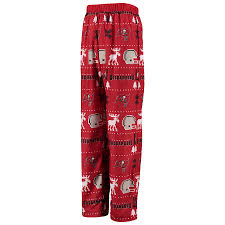 Youth Red Tampa Bay Buccaneers Logo Allover Print Long Sleeve T Shirt Pants Holiday Pajamas Sleep Set
