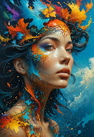 Idea from Debra Marple Addicks AIT “ Humanoid female Alien head with  elegant, otherworldly “ (LEO-FlowState-1.5 UpScale)** **A surreal cosmic  artwork showcasing a colossal humanoid female alien head with elegant,  otherworldly features