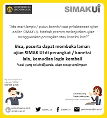 Adapun syarat perangkat yang dapat digunakan adalah sebagai berikut Simak Ui On Twitter Jika Mati Lampu Putus Koneksi Saat Pelaksanaan Ujian Online Simak Ui Bisakah Peserta Melanjutkan Ujian Menggunakan Perangkat Atau Koneksi Lain Bisa Peserta Dapat Membuka Kembali Laman Ujian Kemudian