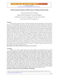 /r/politics bans for submission and comment spam more info. Pdf Media Sosial Dan Budaya Politik Generasi Milineal Dalam Pemilu