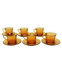 Quick view, bialetti art espresso coffee cup & saucer, set of 4, 40ml, assorted. Duralex Brown Transparent Cup And Saucer Set Set Of 6 By Merahomestore Buy Online At Best Price In India Snapdeal