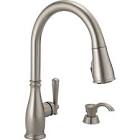 Charmaine Single Handle Pull-Down Kitchen Faucet with Soap Dispenser & ShieldSpray in Stainless Steel 19962Z-SSSD-DST Delta