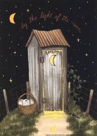 Moon Outhouse By Becca Barton Primitive Painting Outhouse Decor Primitive Bathrooms