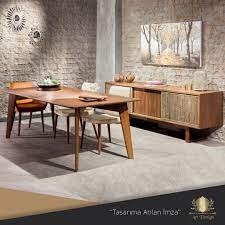 venezia yemek odasi mdf uzeri dogal ceviz kaplama dogal ahsap ayaklar bronz eskitme metal kapaklar www artdesign com tr mobi modern mobilya mobilya dekor