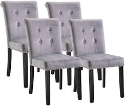 X5 geometric grey velvet dining chair, luxury grey dining chair chrome leg. Hironpal Grey Velvet Dining Chairs Set Of 4 Fabric Upholstered Padding Wood Chairs With Knocker Back Button Tufting Nailhead Trim Accent Chair For Kitchen And Commercial Restaurant Light Grey 2 Amazon Co Uk Home