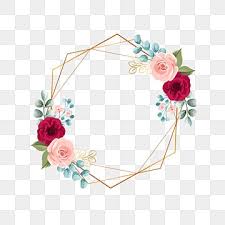 Geometric Gold Frame With Floral Aand Flower Wedding Wedding Invitation Gold Png Transparent Clipart Image And Psd File For Free Download Floral Border Design Flower Clipart Pink Watercolor Flower