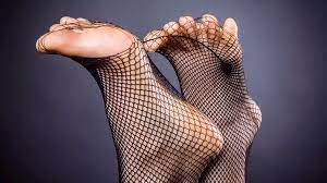 Fishnet foot worship