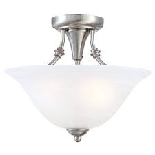 Hardware House 544676 Bristol 13 By 11 Inch 2 Light Semi Flush Ceiling Fixture With Brushed Nickel Finish And Alabaster Glass Shade Close To Ceiling Light Fixtures Amazon Com