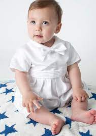 Baby Boys White Tuxedo Style Christening Romper Suit Childrensspecialoccasionwear Co Uk