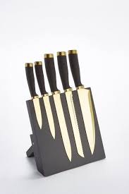 Black And Gold Kitchen Utensils Image For 5 Piece Black And Gold Knife Block Set From Studio Knife Block Set Knife Block Gold Kitchen Accessories