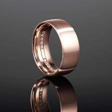 Boys Can Wear Pink This Gents Wedding Band With Trademarked David Alan Peek A Boo Diamonds Inside Is Set In 18k Mens Wedding Rings Rings For Men Wedding Bands