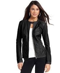 Style Co Mixed Media Faux Leather Moto Jacket Faux Leather Motorcycle Jacket Blazer Jackets For Women Faux Leather Moto Jacket