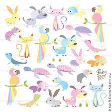 Cute Animal Clip Art Includes Pets Such As Dog Cat Hamster Lizard Gold Fish Parrot Turtle Rabbit Free Commercial Use 10623 Animal Clipart Free Baby Clip Art Animal Clipart