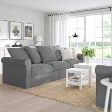 Which, honestly, is okay, since a gray couch with identical grey couch pillows aren't exactly another winning combo is just two: Gronlid 3 Seat Sofa Ljungen Medium Grey Ikea