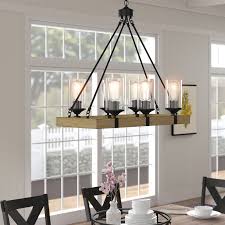 Laurel Foundry Modern Farmhouse Erick Wood 6 Light Rectangle Chandelier Reviews Wayfair