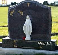 Customized Cemetery Memorial Tombstone - Virgin Mary Statue