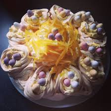 Mary Berry S Easter Meringue With Homemade Lemon Curd And Candied Lemon Zest First Attempt Http Www Bbc Co Uk Food Rec Lemon Pavlova Recipe Wow Recipe Food