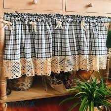 blue gingham checkered plaid kitchen