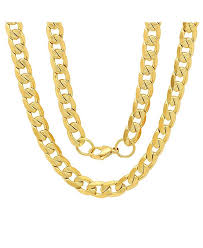They are usually worn by men and are often adorned with pendants such as crosses and medallions. Steeltime Men S 18k Gold Plated Stainless Steel Accented 10mm Figaro Chain Link 24 Necklaces Reviews Necklaces Jewelry Watches Macy S