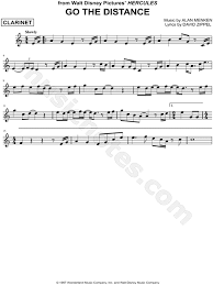 Go The Distance From Walt Disney S Hercules Sheet Music Clarinet Solo In C Major Transposable Download Print Clarinet Sheet Music Sheet Music Disney Hercules