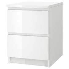 An ikea tarva nightstand hacked with grey paint and with a light stained drawer for a bold look. Malm High Gloss White White Chest Of 2 Drawers 40x55 Cm Ikea